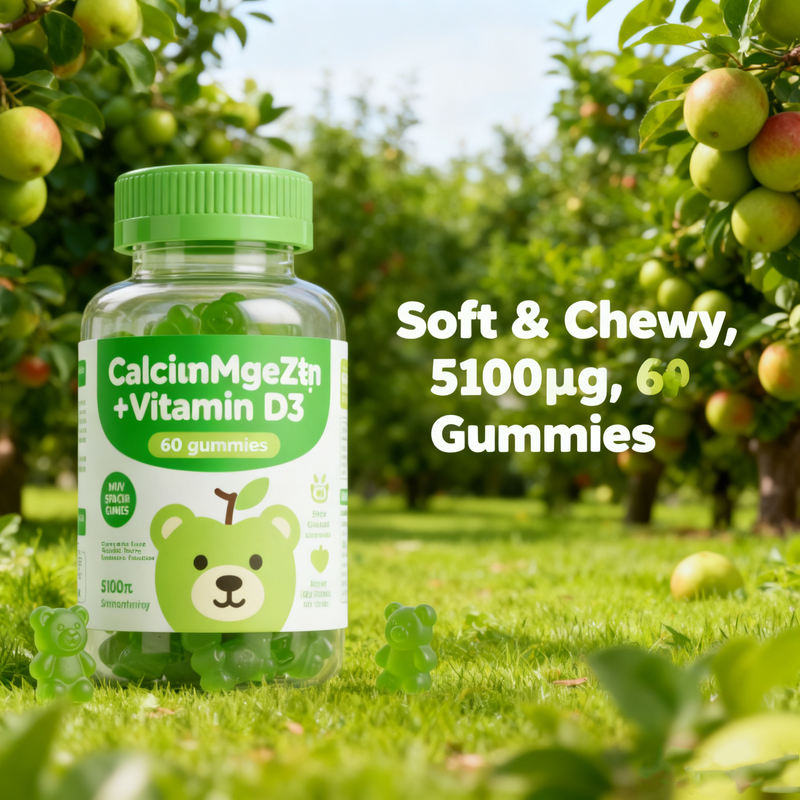 Kids Calcium Magnesium Zinc Vitamin D3 Gummies Support Bone Growth Improve Sleep Boost Immunity Healthy Nutritional Supplement