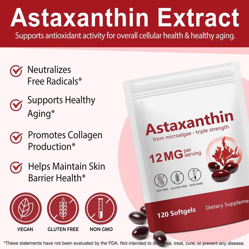 Deep red astaxanthin softgels extracted from Haematococcus pluvialis