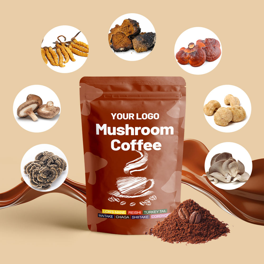 Third-party lab tested mushroom coffee with organic and non-gmo certifications