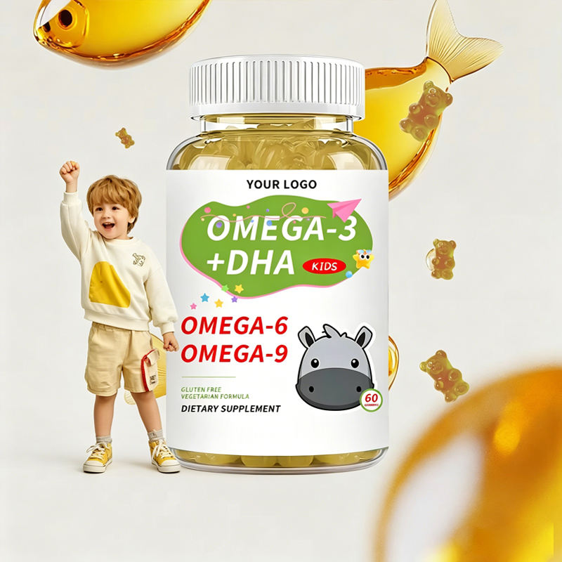 Kids Omega 3 6 9 DHA Gummies Boost Brain Development Improve Vision Strengthen Immunity Gluten Free Vegetarian Supplement