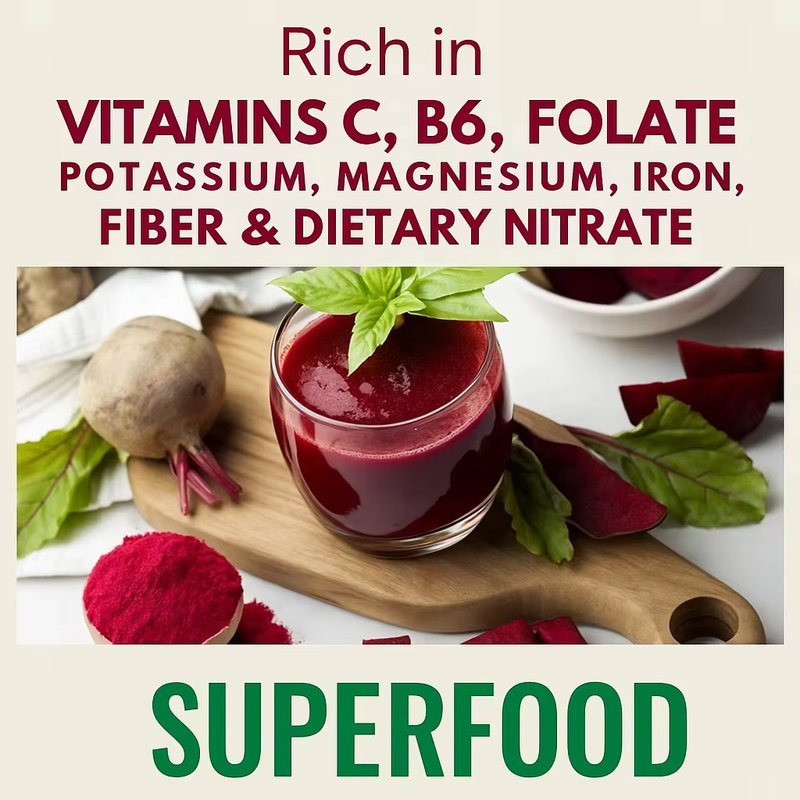 Nutritional profile of natural beet root juice powder rich in nitrates and antioxidants