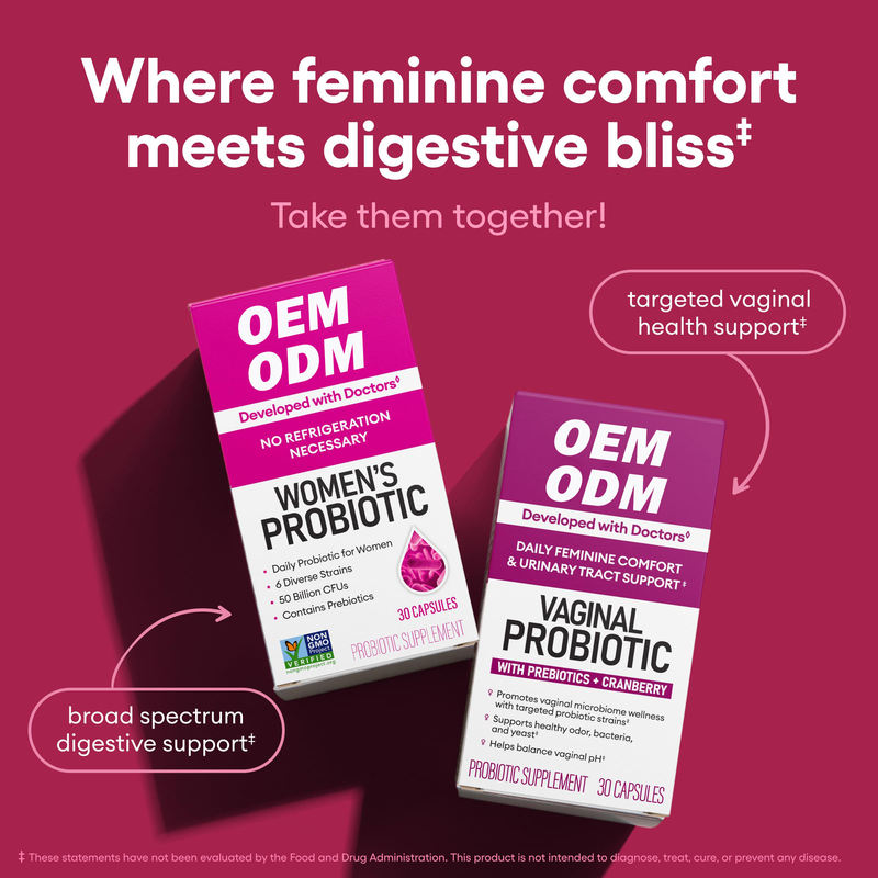 Women's probiotic capsules in secure, moisture-resistant packaging