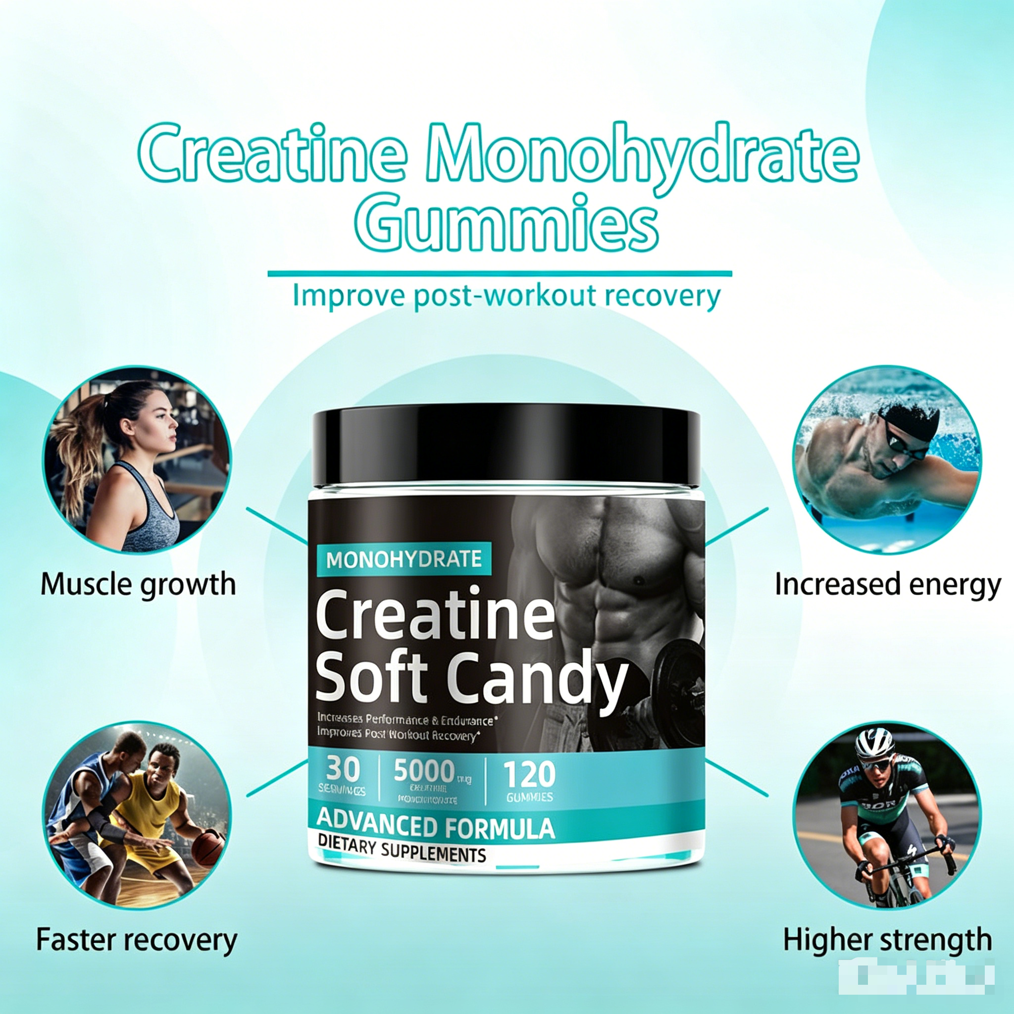 Clean label vegan creatine gummies free from artificial colors and sweeteners