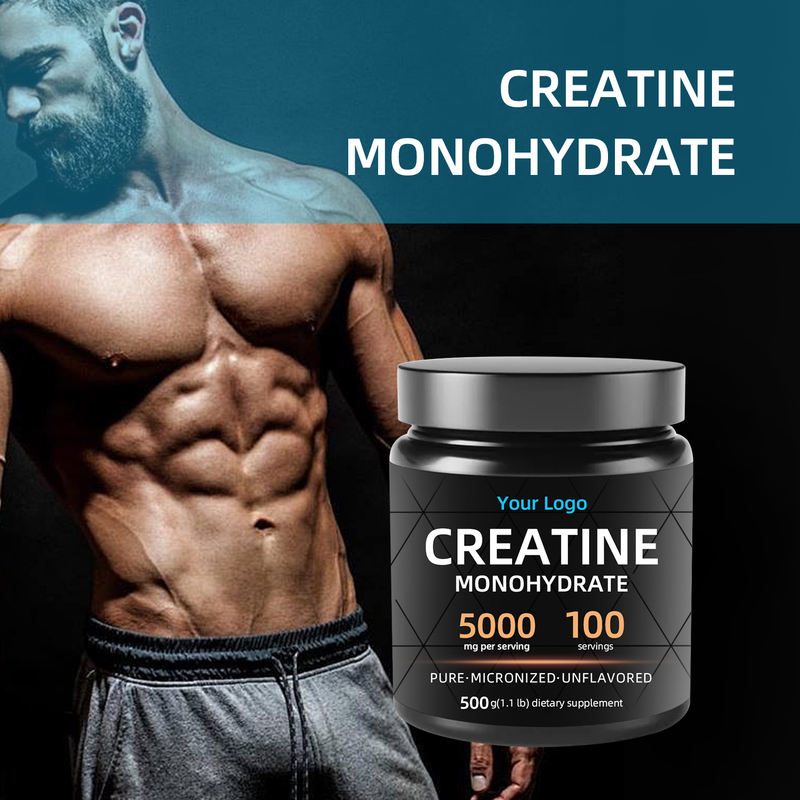 Micronized creatine powder showing fine texture and solubility