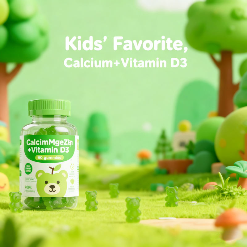 Kids Calcium Magnesium Zinc Vitamin D3 Gummies Support Bone Growth Improve Sleep Boost Immunity Healthy Nutritional Supplement