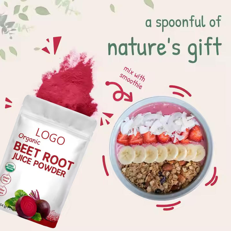 Premium pure beet root juice powder displaying a vibrant purplish-red color and fine texture