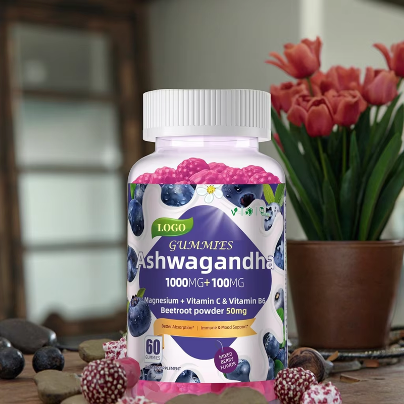 Vegan pectin-based Ashwagandha gummy texture highlighting natural ingredients
